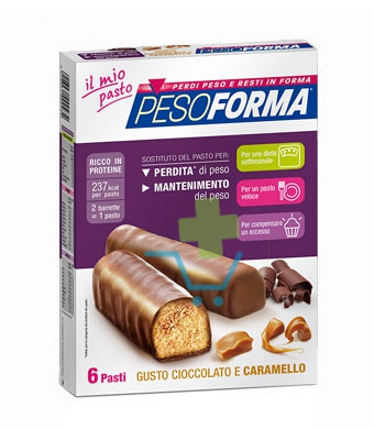 Pesoforma Linea Alimentazione Dietetica 12 Barrette Cioccolato e Caramello