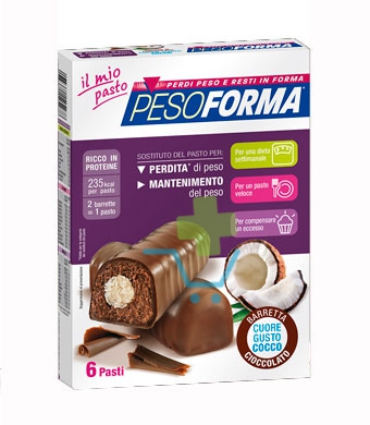 Pesoforma Linea Alimentazione Dietetica 12 Barrette Cioccolato Cuore Cocco