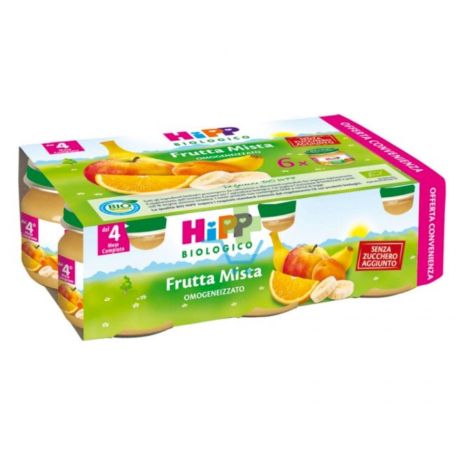 HiPP Linea Svezzamento Omogeneizzato Bio Frutta Mista 6 Vasi 80 g mesi 4+
