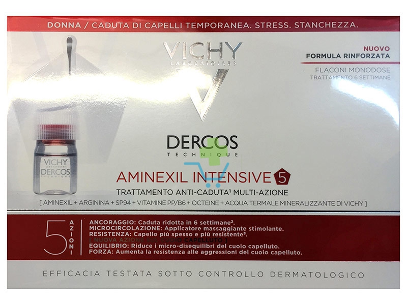 Dercos Linea Aminexil Intensive Trattamento Anticaduta 5 Azioni Donna 21 Fiale
