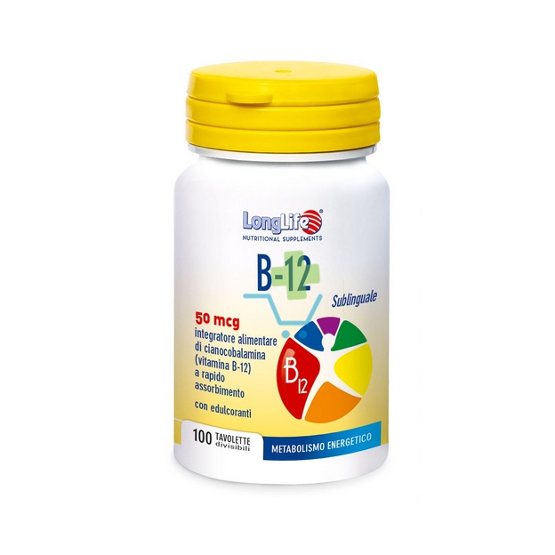 Long Life Linea Vitamine e Minerali B12 Integratore Sublinguale 100 Tavolette