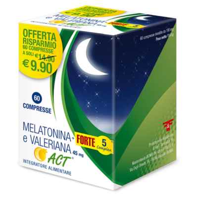 Linea Act Linea Sonno Melatonina Act Forte 5 Valeriana Integratore 60 Compresse